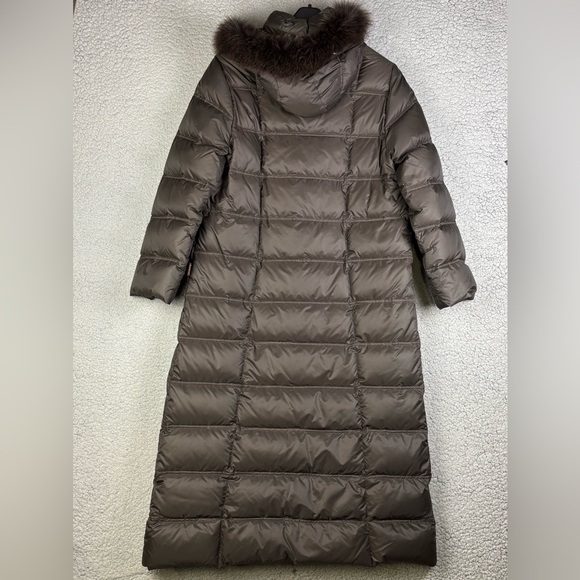 Vintage Moncler Long Down Puffer Coat Jacket Size 3 Knee length Brown Quilted - Picture 2 of 15